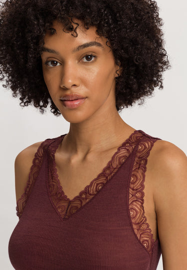 Woolen Lace Lace Trim Wool And Silk Tank Top | Vivid Brown 70828-2421